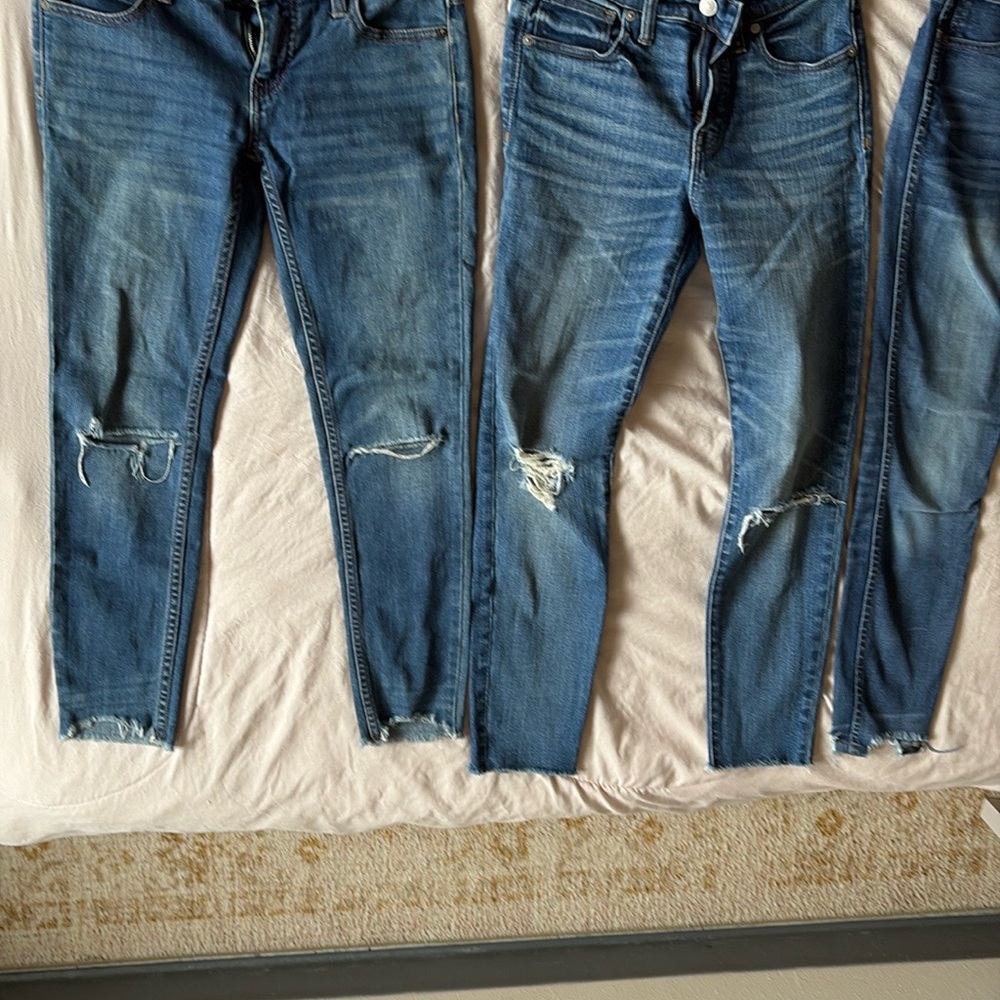 Madewell Blue Skinny Jeans with Distressing